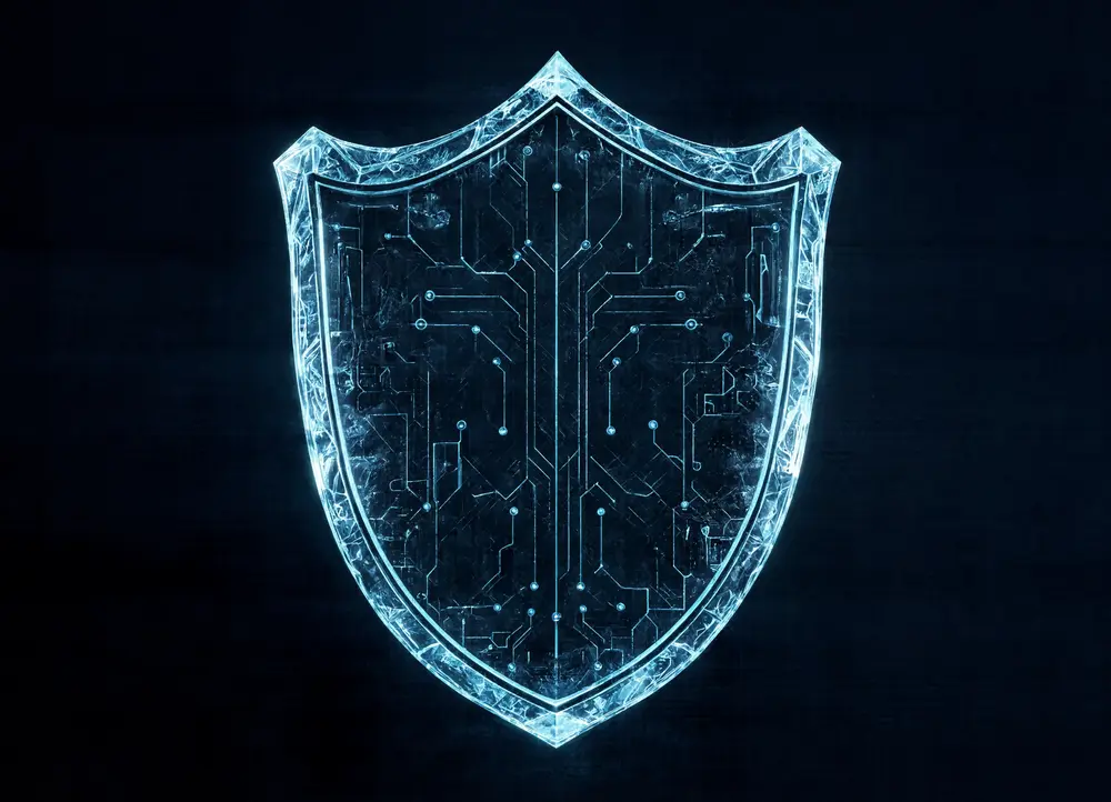 Frosted ice shield with circuit traces
